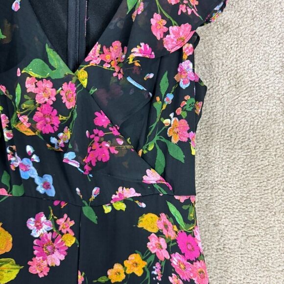 Lulus Blooming Love Jumpsuit Womens Size XS Black Floral Print‎ Ruffled Wide Leg - Picture 5 of 12